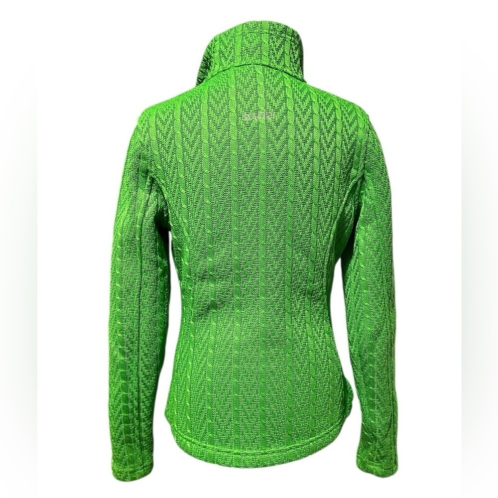 Spyder Major Cable Knit Neon Green Full Zip Fleece Lined Jacket Coat Size XS - Picture 5 of 13